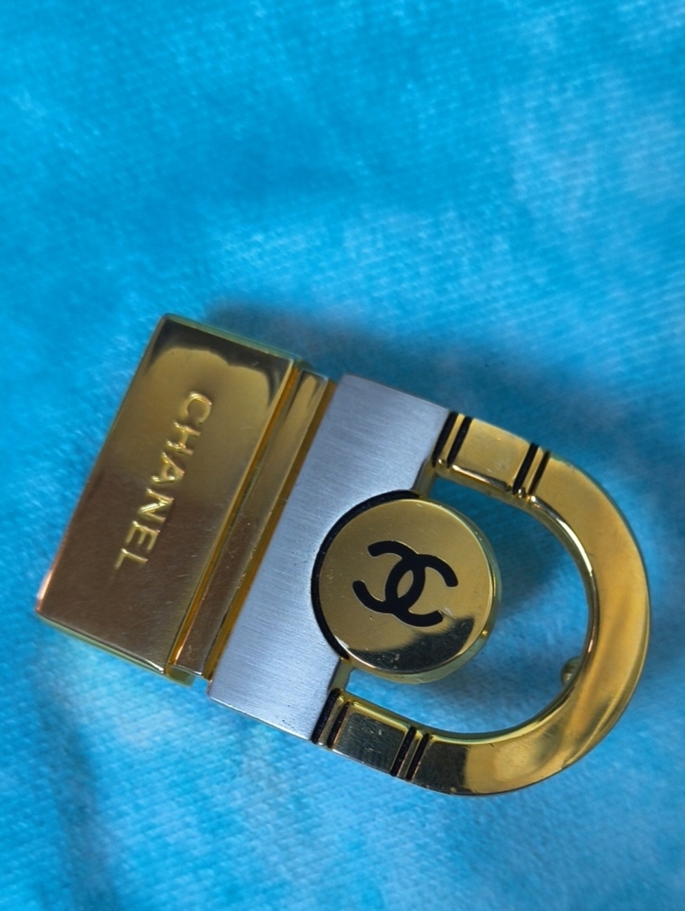 CHANEL Vintage Gold Gray Tone CC Logo Belt Buckle Accessory